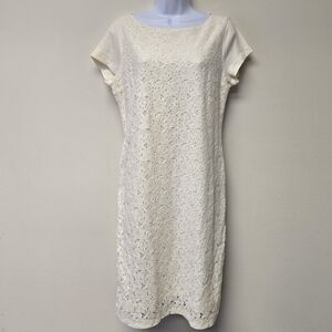 Lauren Ralph Lauren Lace Front Shift Dress Cream L
